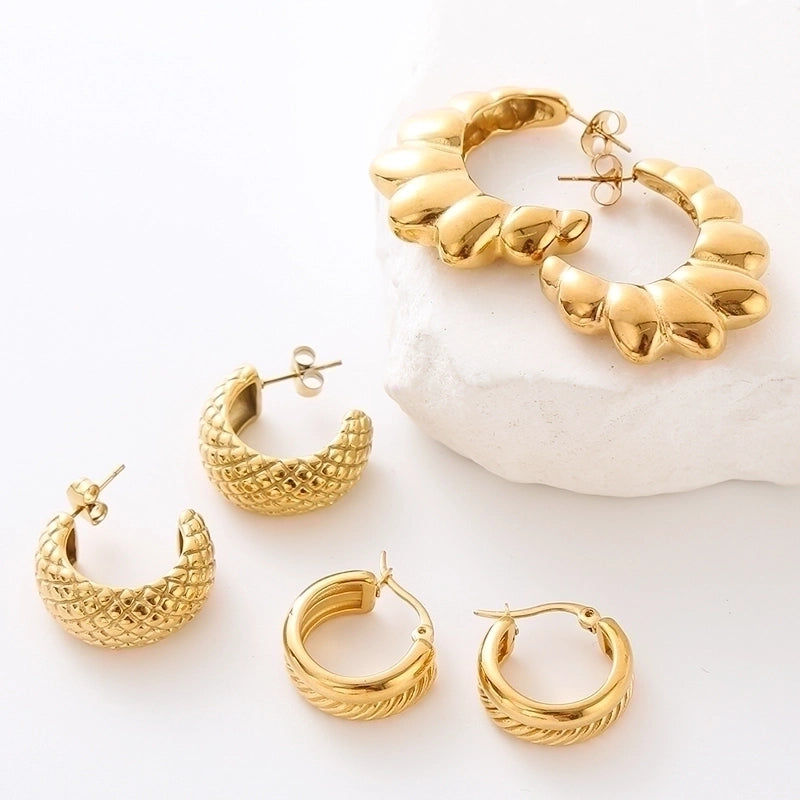 1 Pair Minimalist Commute Solid Color Plating 304 Stainless Steel 18K Gold Plated Ear Studs
