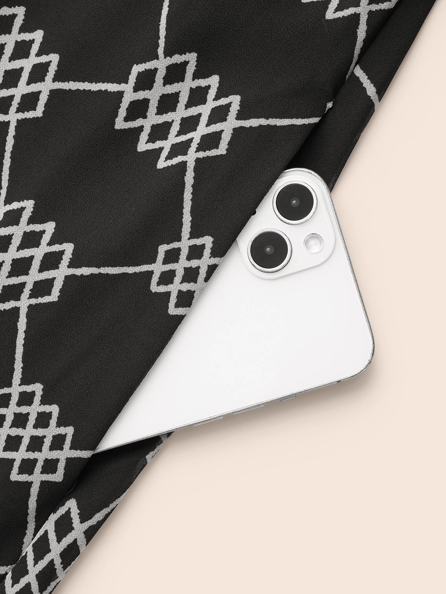 U Neck Geometric Mesh Dress