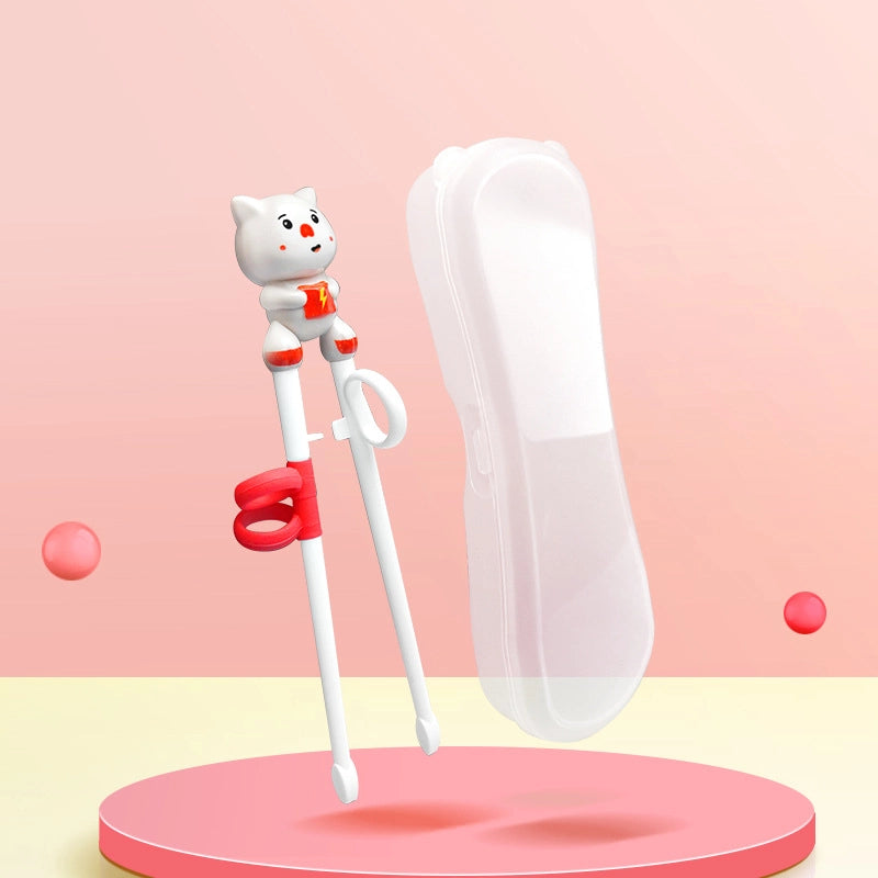 Portable Feeding Children's Tableware Set Cartoon Learning Chopsticks Training Chopsticks 304 Stainless Steel Spoon Fork