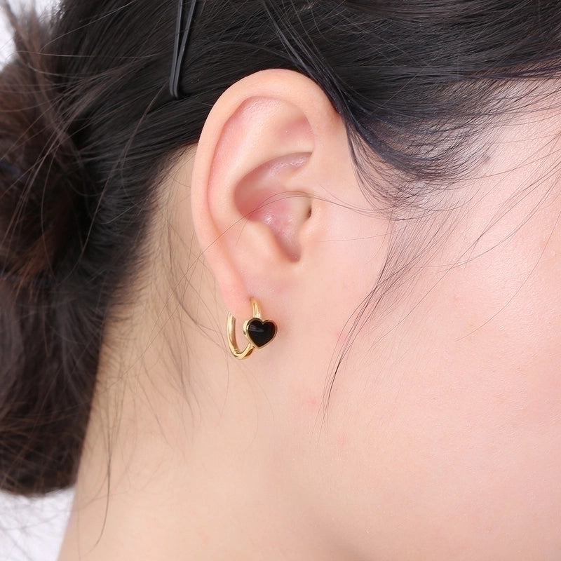 1 Pair Modern Style Minimalist Heart Shape Plating Stainless Steel 18K Gold Plated Hoop Earrings