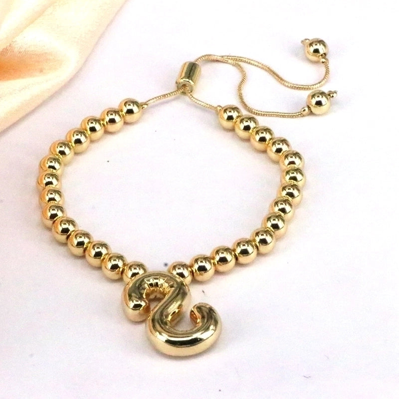 Copper Gold Plated Vintage Style Minimalist Letter Bracelets