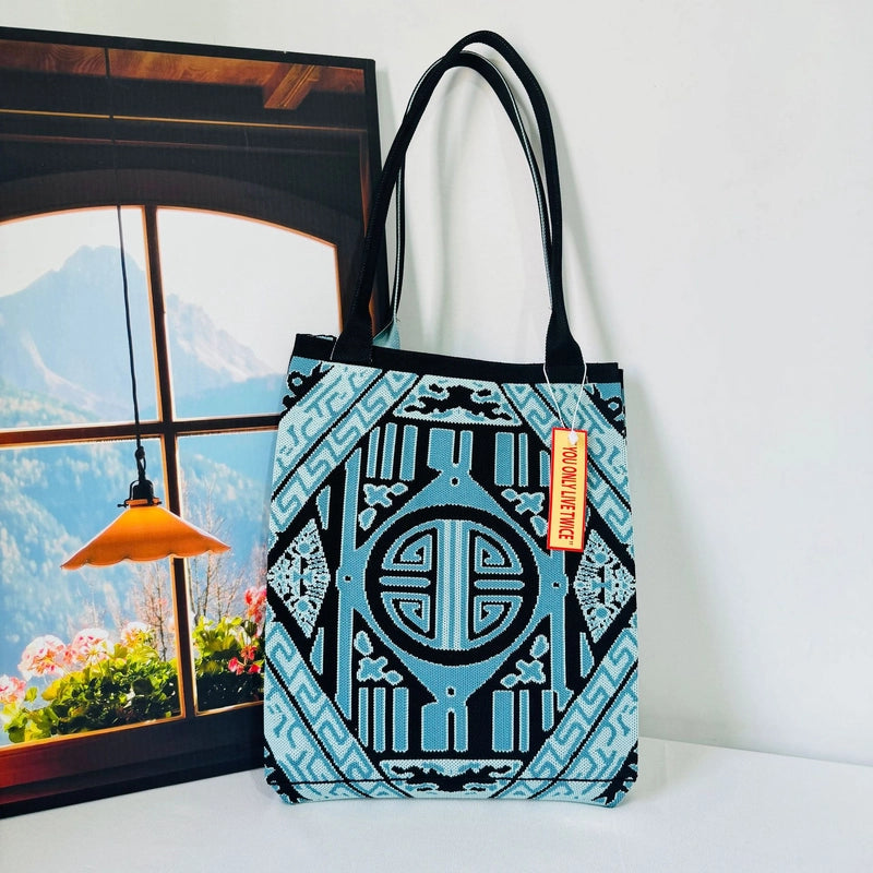 Women's Large Polyester Geometric Streetwear Square Open Handbag