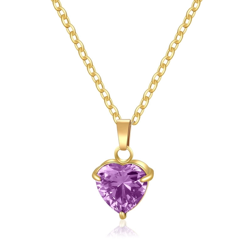 304 Stainless Steel 316 Stainless Steel  Minimalist Classic Style Inlay Heart Shape Zircon Pendant Necklace
