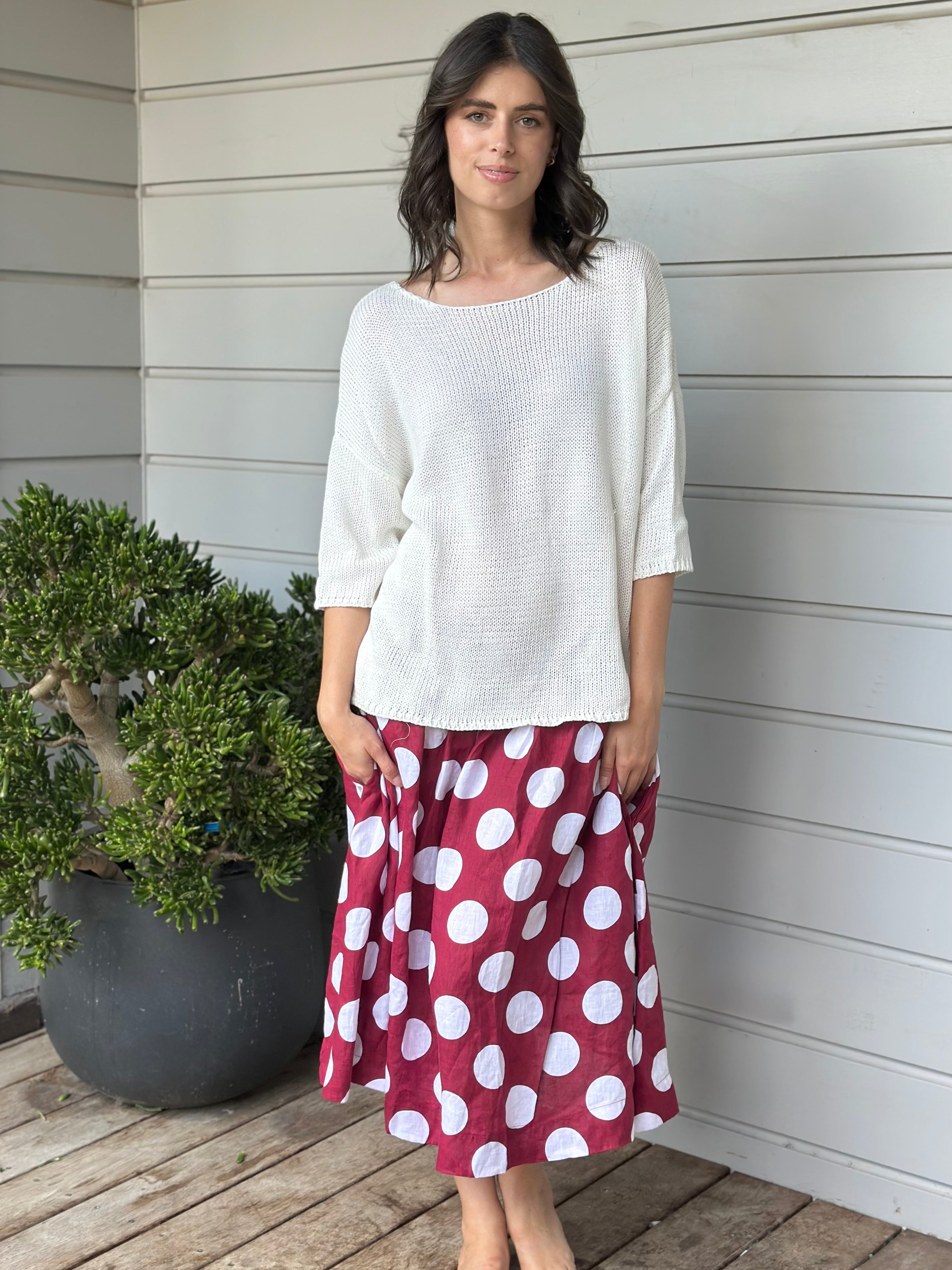 lola skirt - big wine spot linen