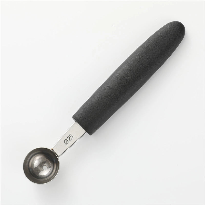 Simple Stainless Steel Fruit Ball Digger Ice Cream Watermelon Platter Digging Spoon Household Kitchen Metal Spoon With Rubber Handle