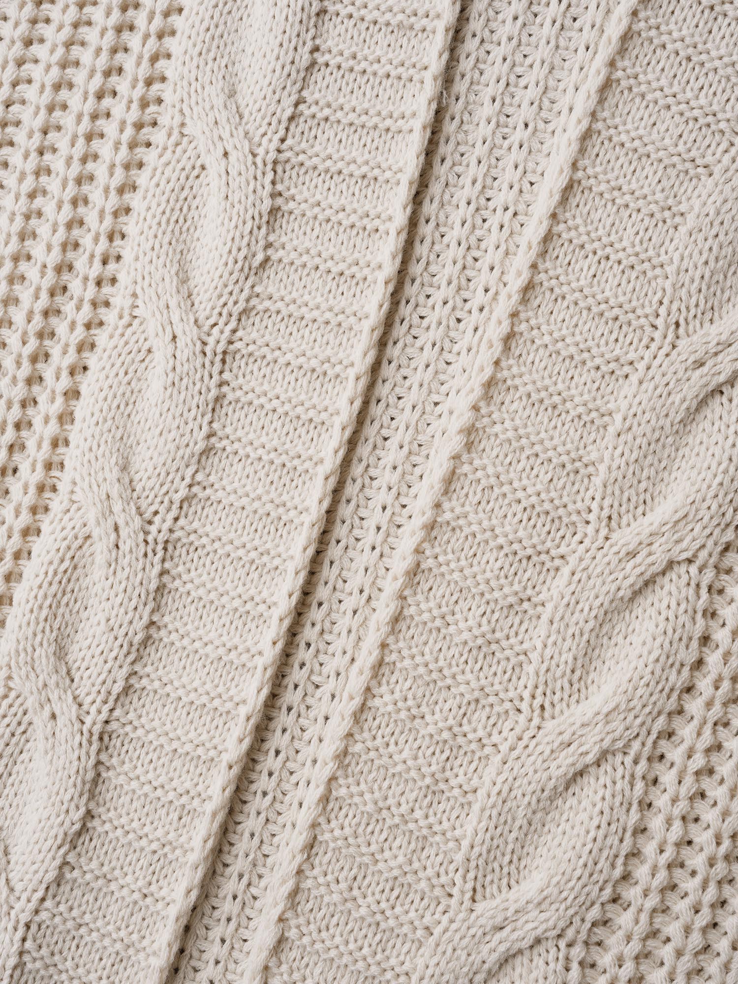 Cable Knit Open-Front Ribbed Knit Cardigan