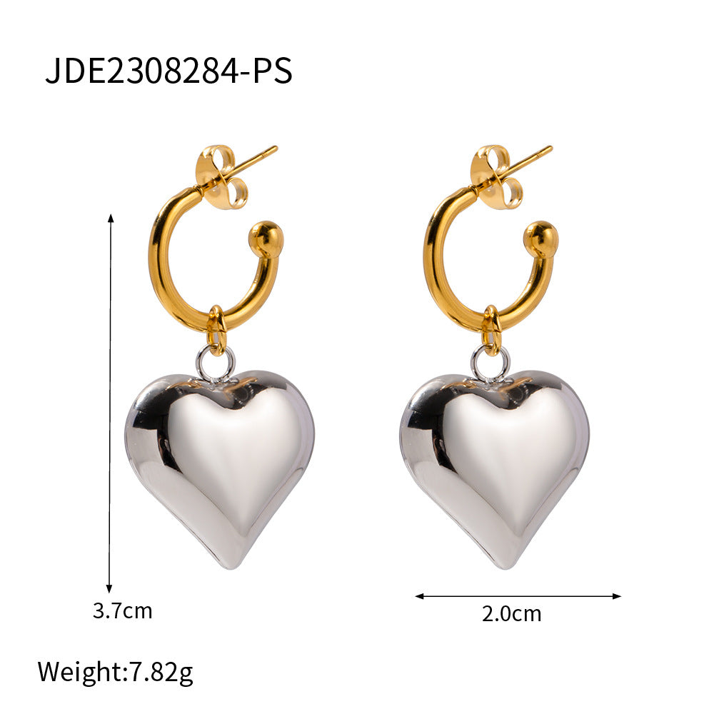 Jie Ding Stainless Steel Valentine'S Day Bow Earrings Zircon Heart Earrings Titanium Steel Earrings