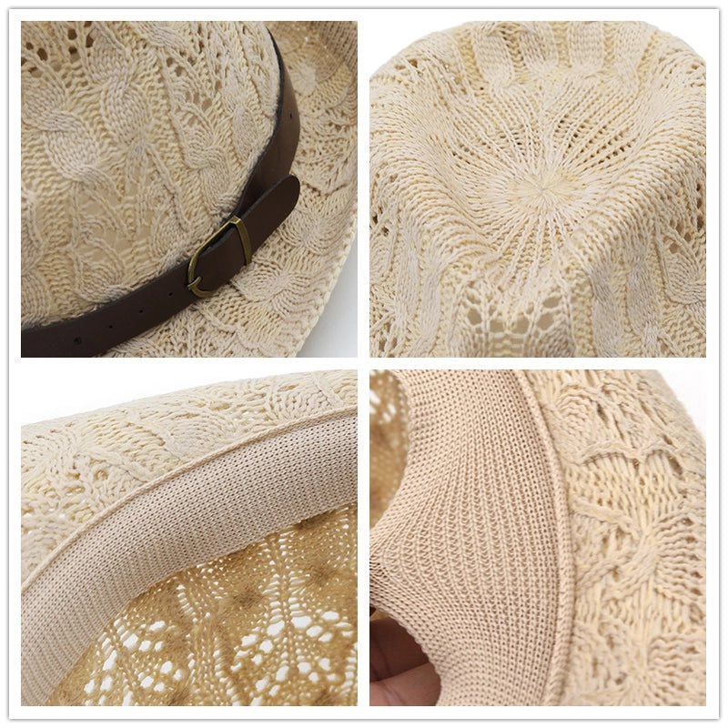 Summer Straw Hat Men's And Women's Hand-woven Fedora Hat Beach Sun-proof Hat