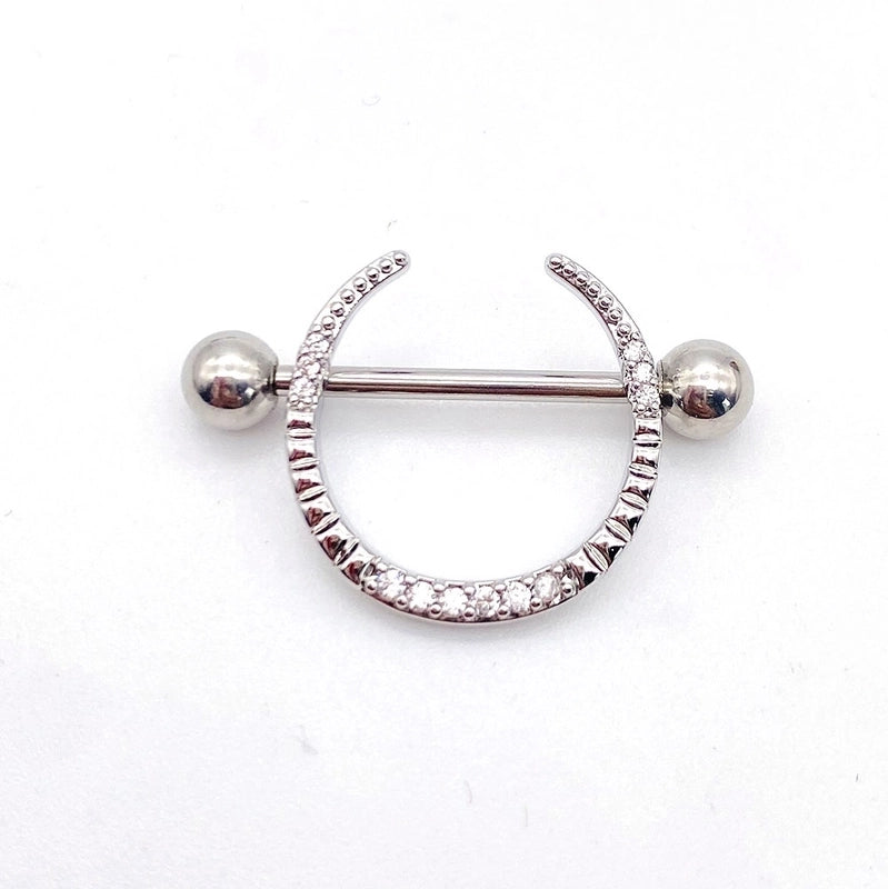 Fashion Leaf Star Wings Stainless Steel Inlaid Zircon Nipple Ring 1 Piece
