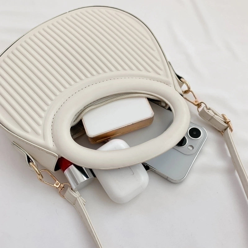 Women's Small All Seasons Pu Leather Solid Color Streetwear Shell Zipper Shoulder Bag Handbag Saddle Bag