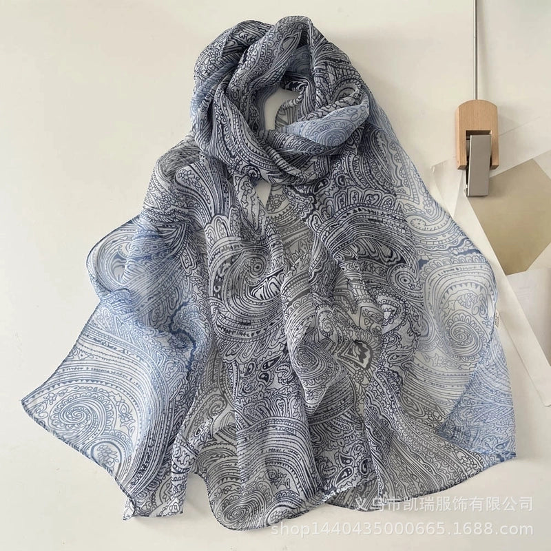 Women's Vacation Color Block Floral Polyester Silk Scarves