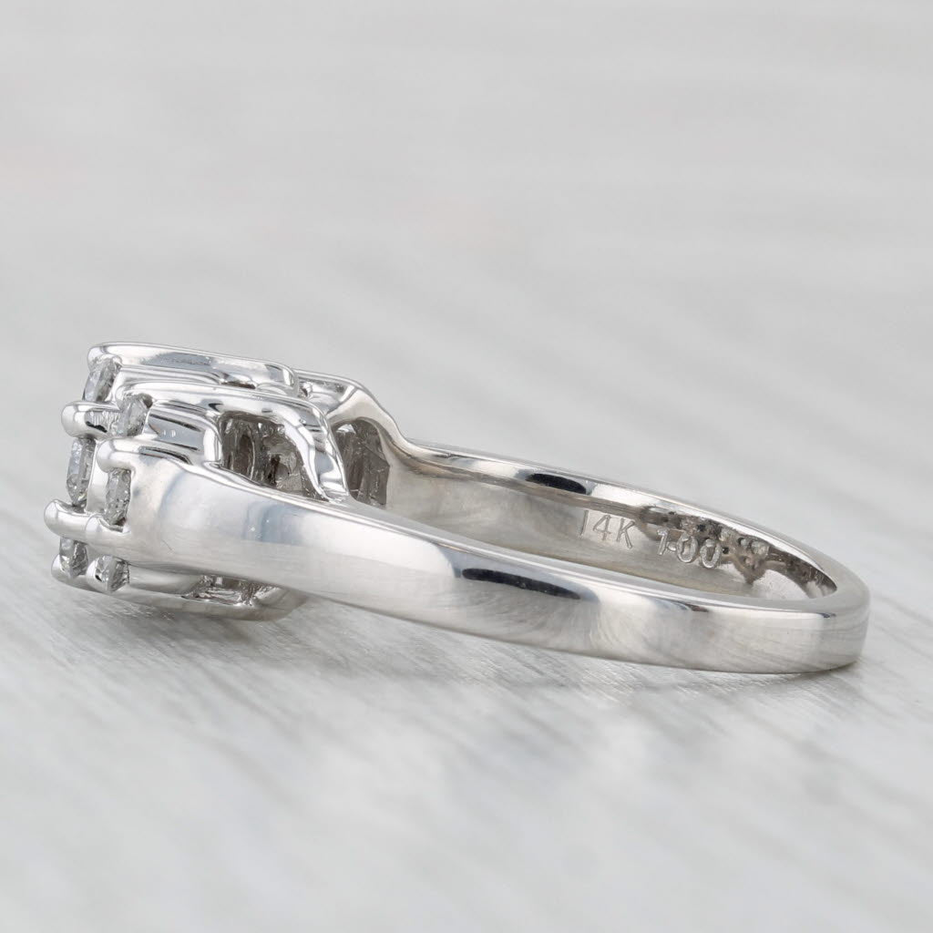 0.59ctw Diamond Flower Clusters Ring 14k White Gold Size 7.25 Engagement