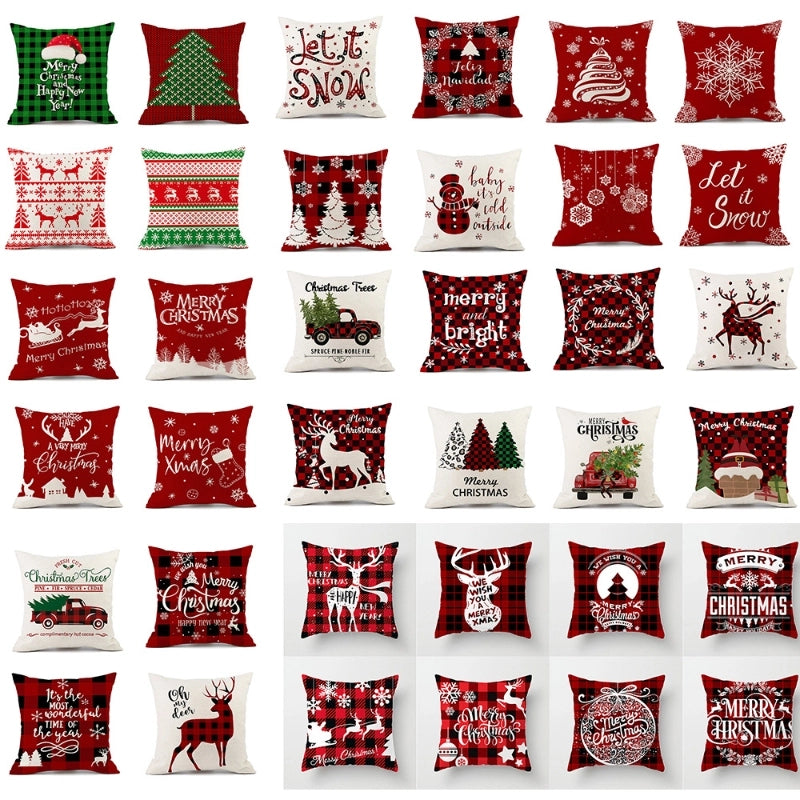 Christmas Ethnic Style Letter Elk Polyester Pillow Cases Couch & Sofa Decor
