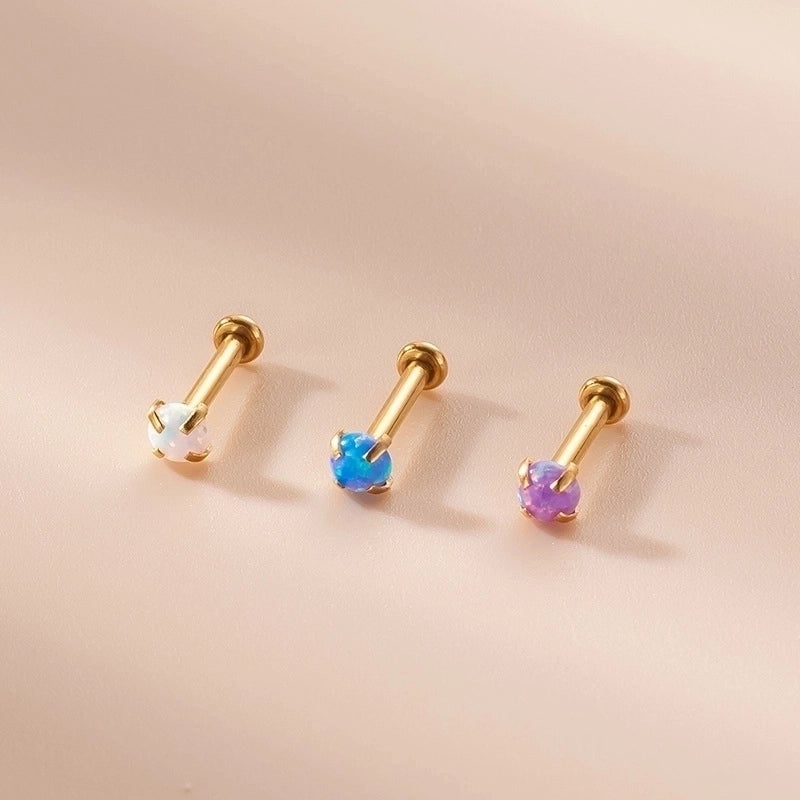 1 Piece Lip Rings Fashion Geometric 316L Stainless Steel  Inlay Artificial Gemstones