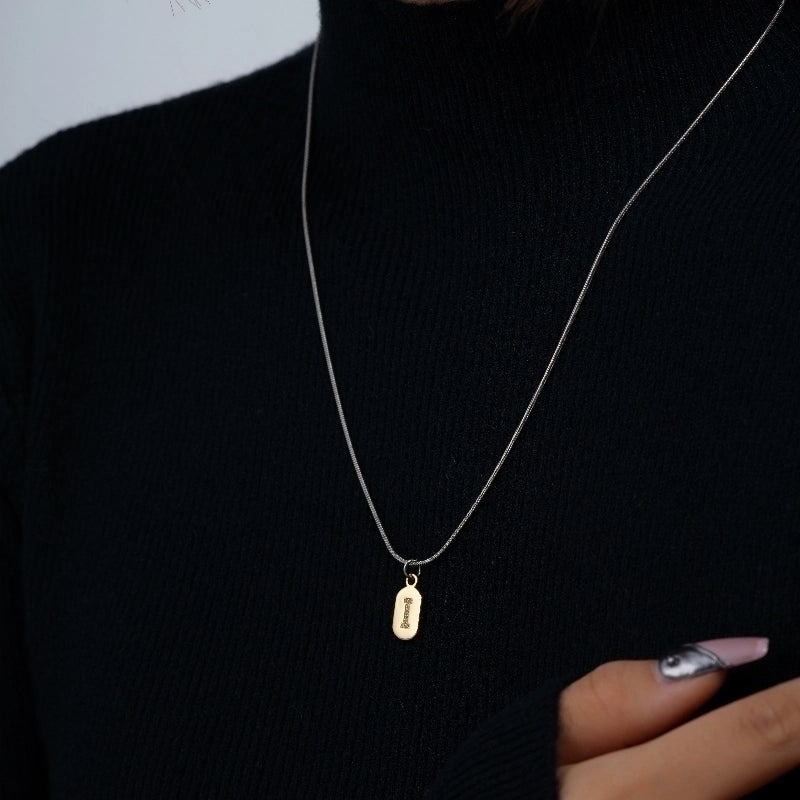 304 Stainless Steel Titanium Steel Gold Plated Minimalist Plating Chain Inlay Letter Zircon Pendant Necklace