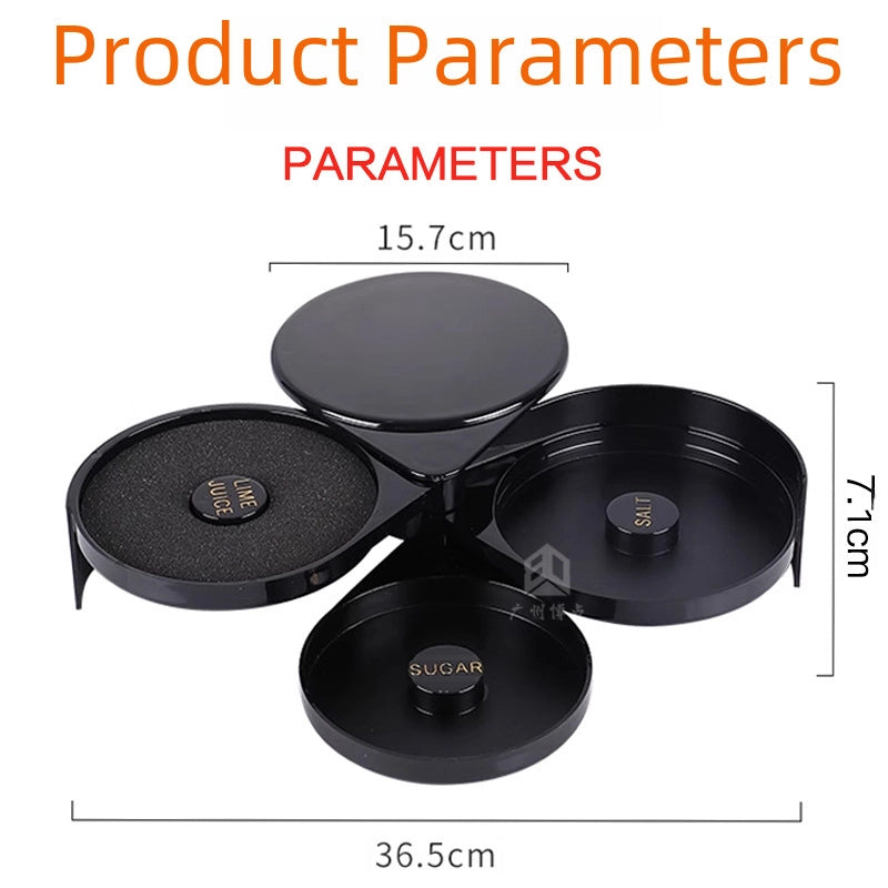 Bartender Seasoning Box Three-Layer Plastic Salt Side Box Bar Seasoning Box Sugar Side Box Margarita Cocktail Box