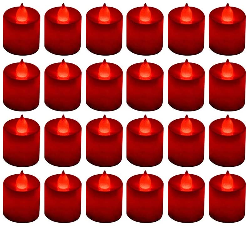 24 Pack Flameless Led Tea Lights Candles - Flickering Battery Operated Electronic Fake Candles – Decorations for Wedding. Party. Christmas. Halloween and Festival Celebration