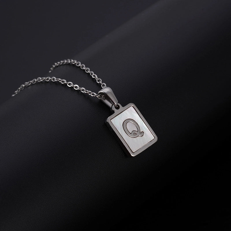 Minimalist Letter Rectangle 304 Stainless Steel Titanium Steel Shell 18K Gold Plated Plating Pendant Necklace