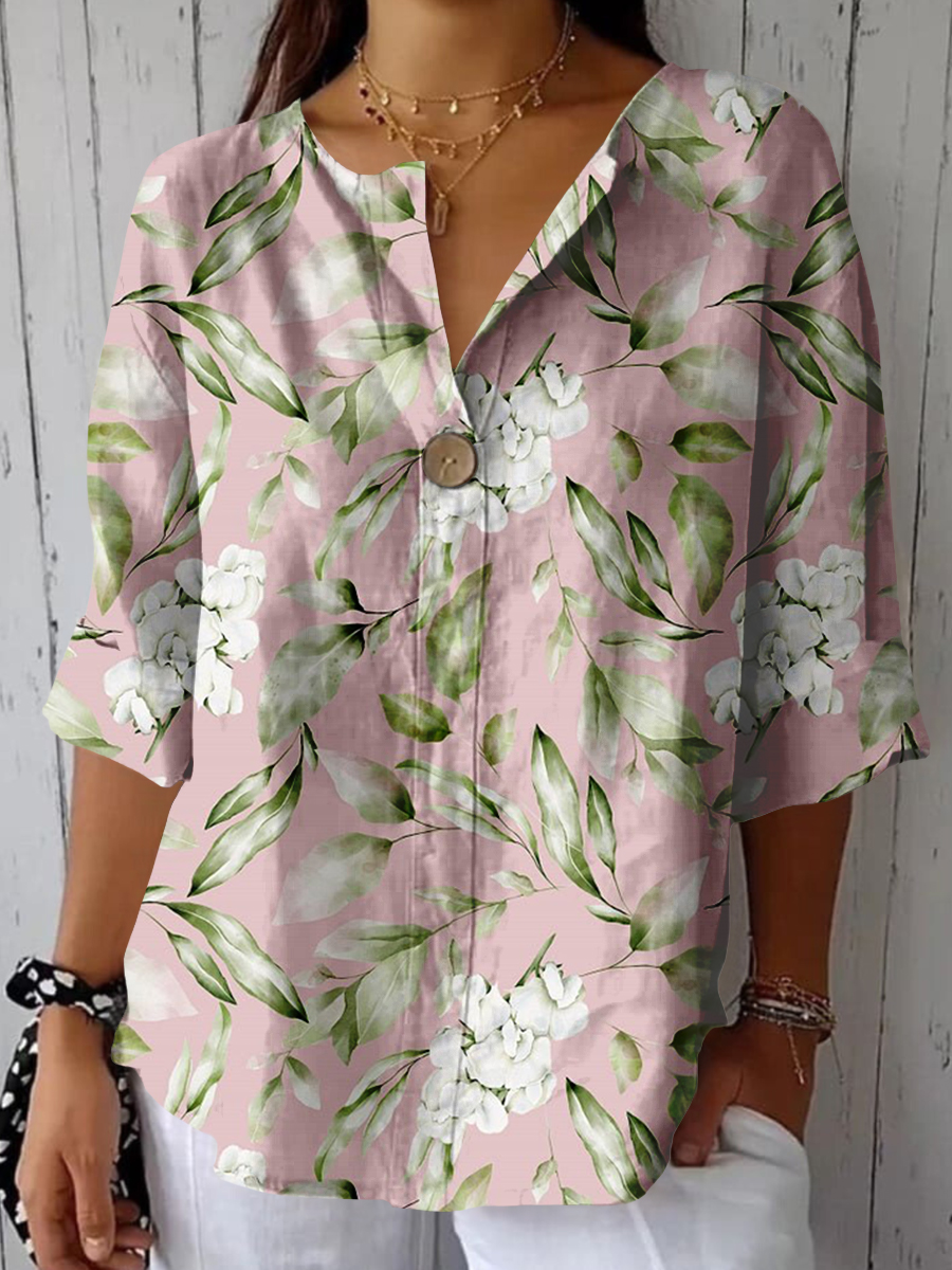 Breast Cancer Awareness Month Pink Art Print Cotton and Linen Shirt Tops