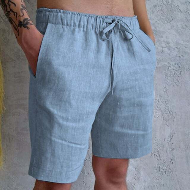 8-PACK Men's Linen Shorts Summer Shorts