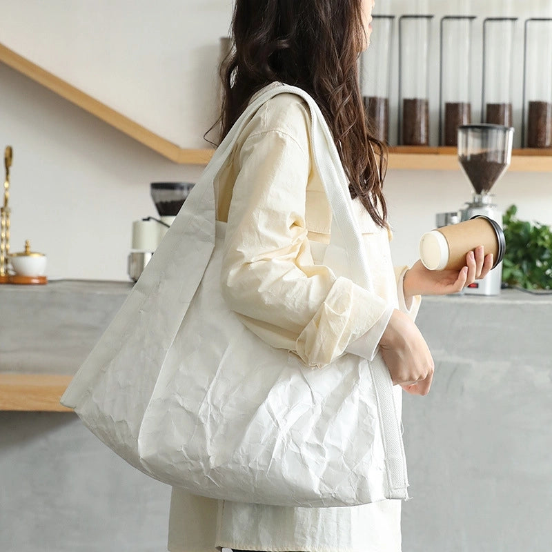 Women's Large Kraft Paper Solid Color Streetwear Square Magnetic Buckle Shoulder Bag