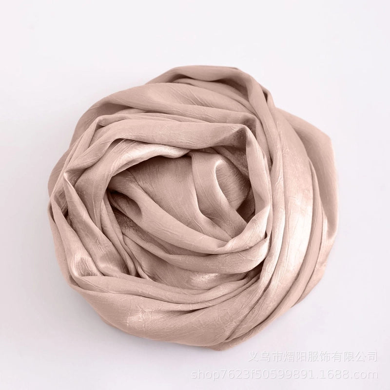 Spring And Summer New Bark Wrinkle Satin Scarf High-end Satin Wrinkle Long Scarf Ethnic Scarf Silk Scarf Shawl