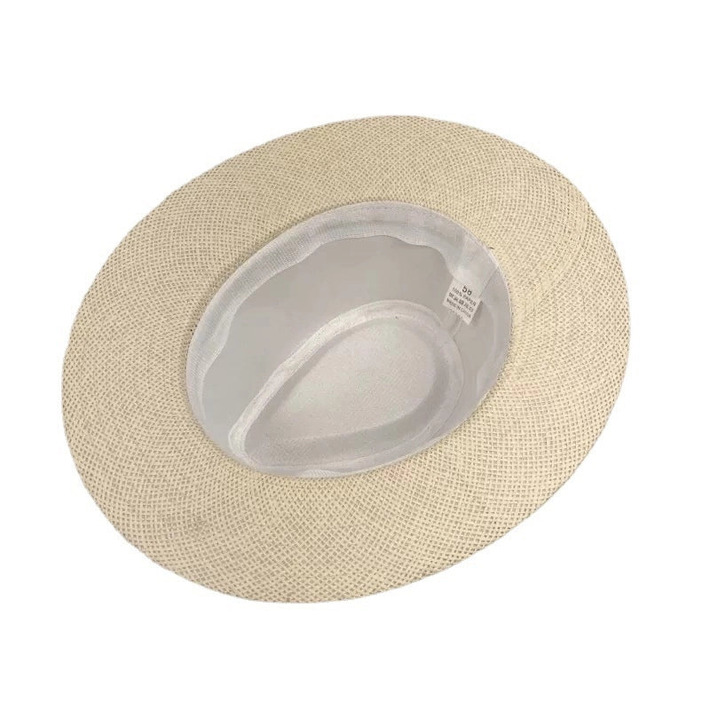 Paper Grass Large Flat Brim Top Hat For Middle-aged And Elderly Summer Sunscreen Sun Hat Panama Straw Hat Men's Outdoor Sun Hat