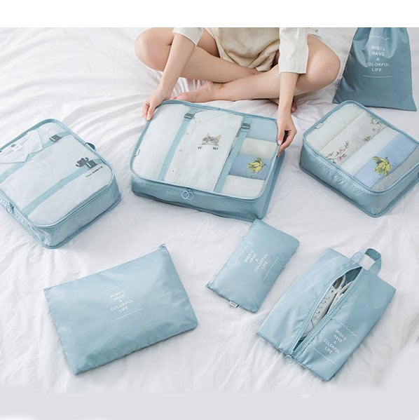 6 pieces portable luggage packing cubes