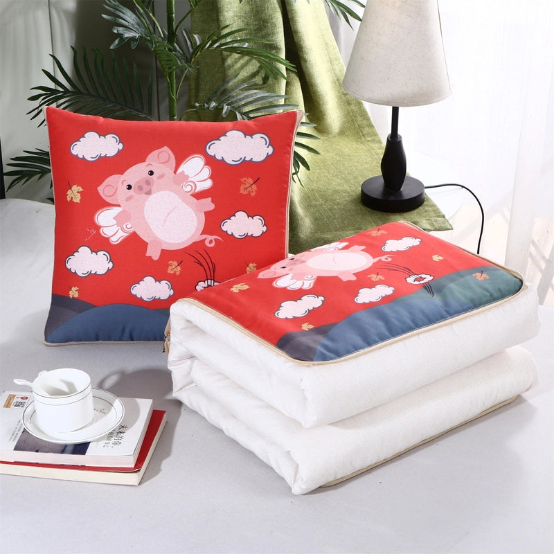 Pillow Quilt Dual-use Two-in-one Four-season Universal Car Thin Cushion Sleeping Blanket Activity Gift Printing