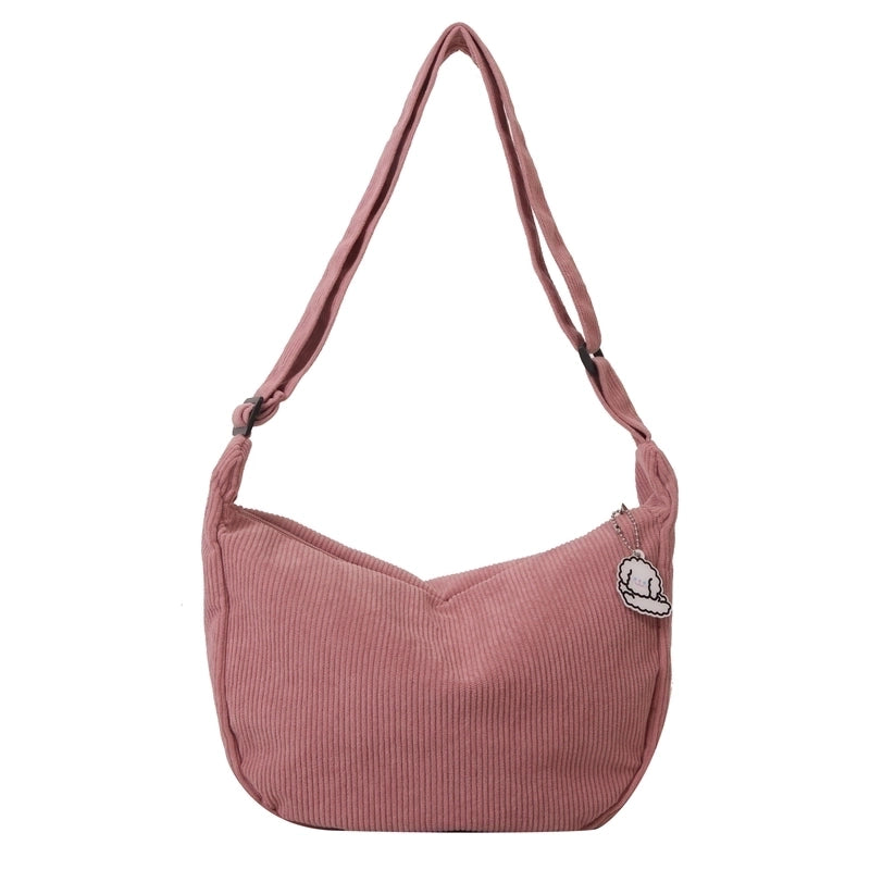 Women's All Seasons Canvas Solid Color Vintage Style Square Zipper Shoulder Bag