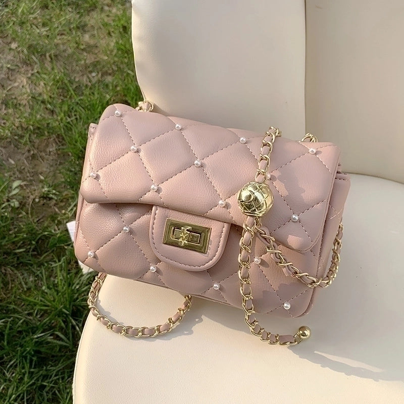 Women's Medium Pu Leather Solid Color Elegant Lock Clasp Shoulder Bag
