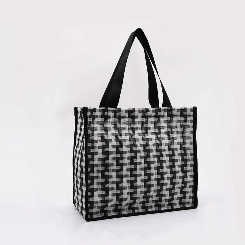 Women's PET PVC Geometric Argyle Classic Style Square Open Shoulder Bag Tote Bag