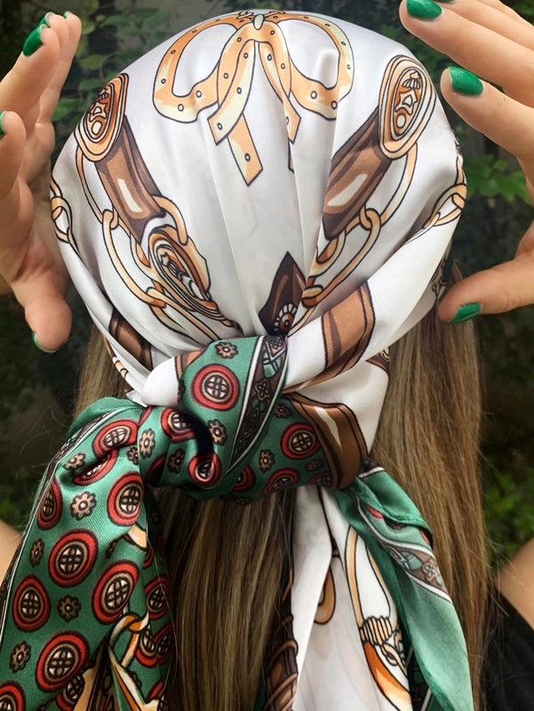 Women's Casual Vacation Streetwear Ditsy Floral Satin Printing And Dyeing Printing Dyeing Kerchief Bandanas