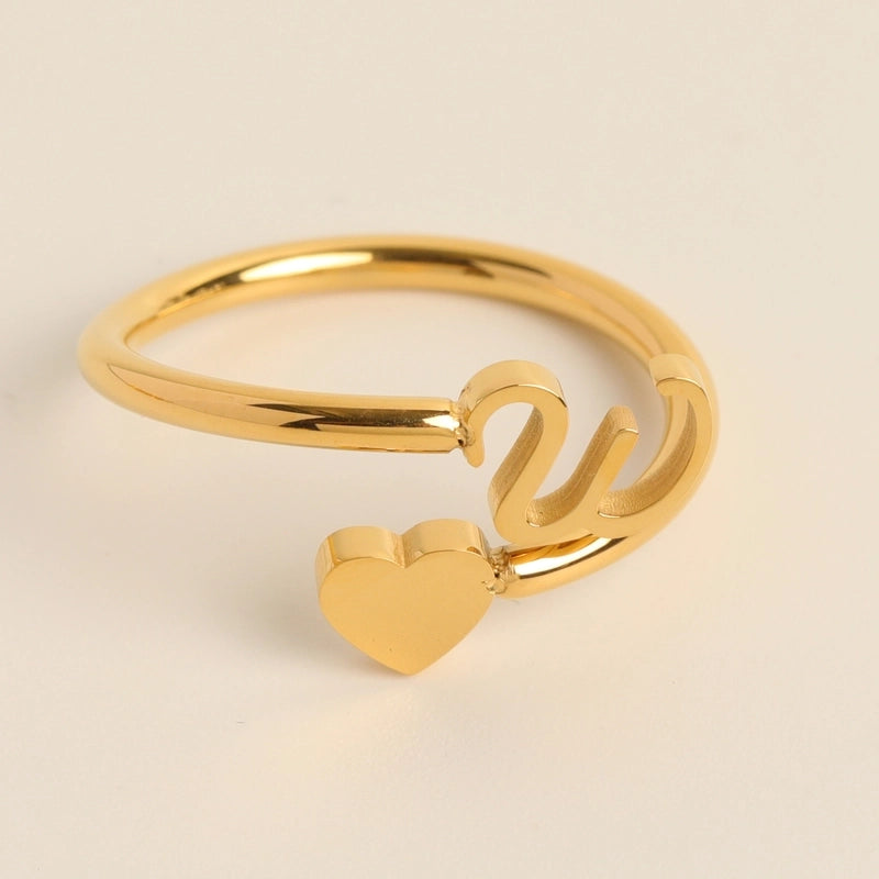 Fashion Letter 304 Stainless Steel Gold Plated Plating Stainless Steel Rings
