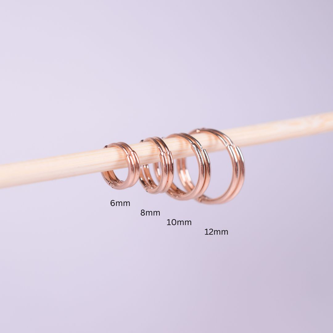 6mm thin hinged hoops - Rose gold