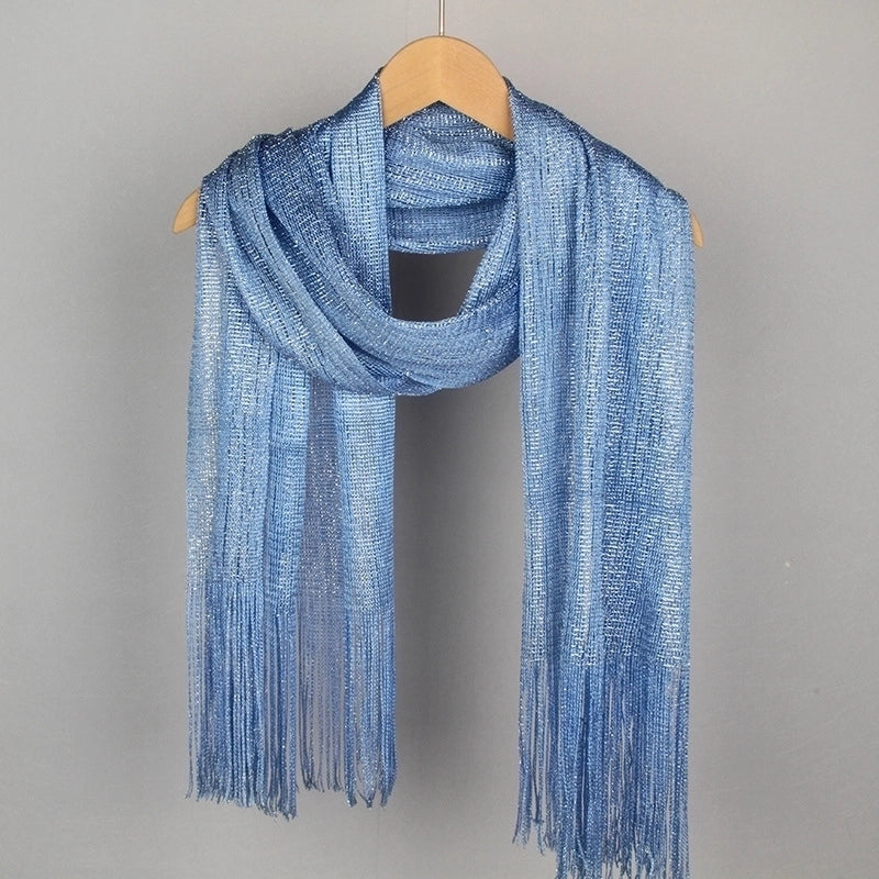 Women's Minimalist Solid Color Polyester Tassel Scarf