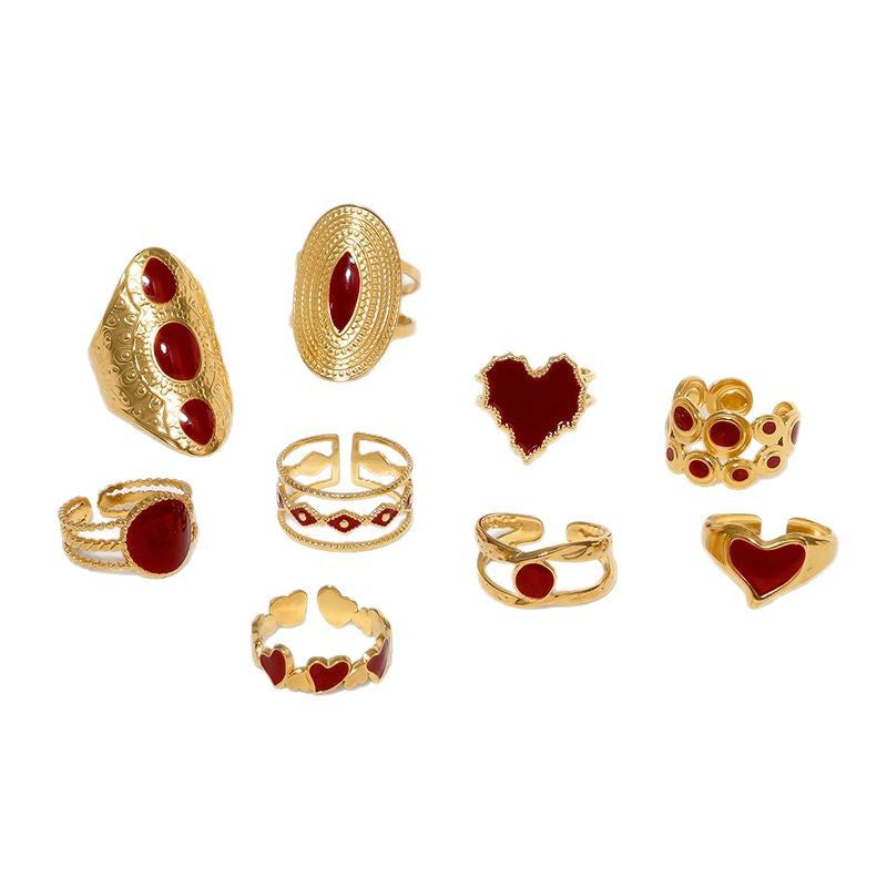 Retro Vintage Niche Personality Stainless Steel Open Ring For Women