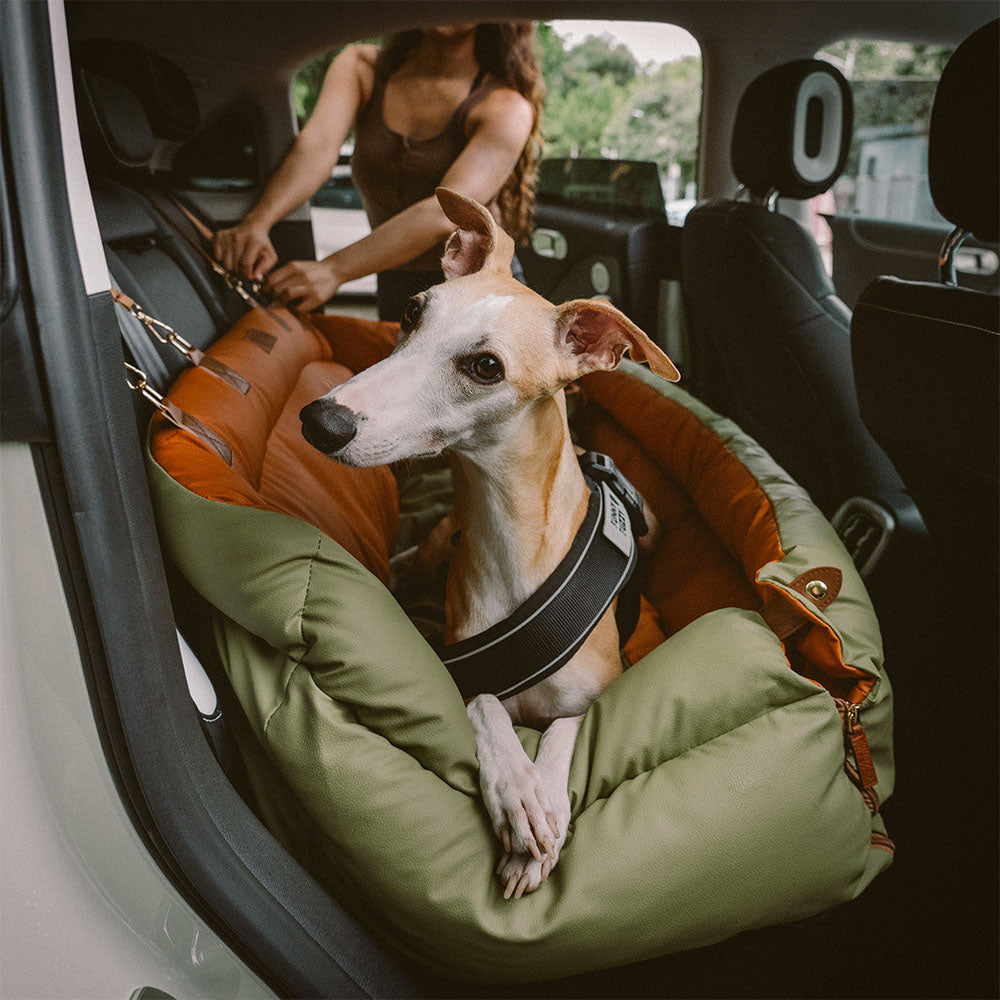 Large Deluxe Faux Leather Dog Car Seat Booster Bed - Urban Voyager