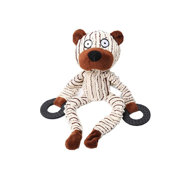 Monkey Shaped Corduroy Chew Toy For Dogs