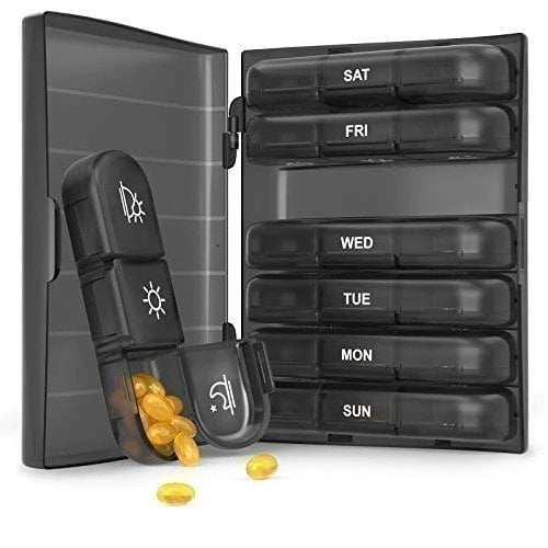 (🔥 Summer Hot Sale - Save 47% OFF) 21 Grid Black Pill Box Sorting Box. Buy 2 Free Shipping