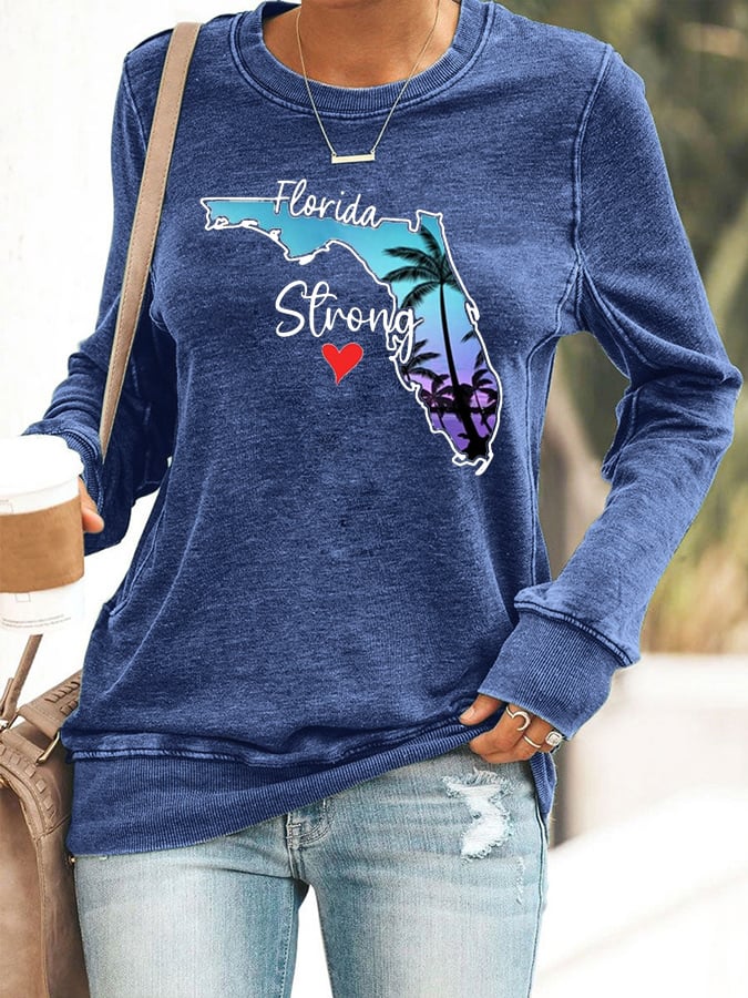 Women's Florida  Strong Mitton Hurricane Print Casuasl Sweatshirt