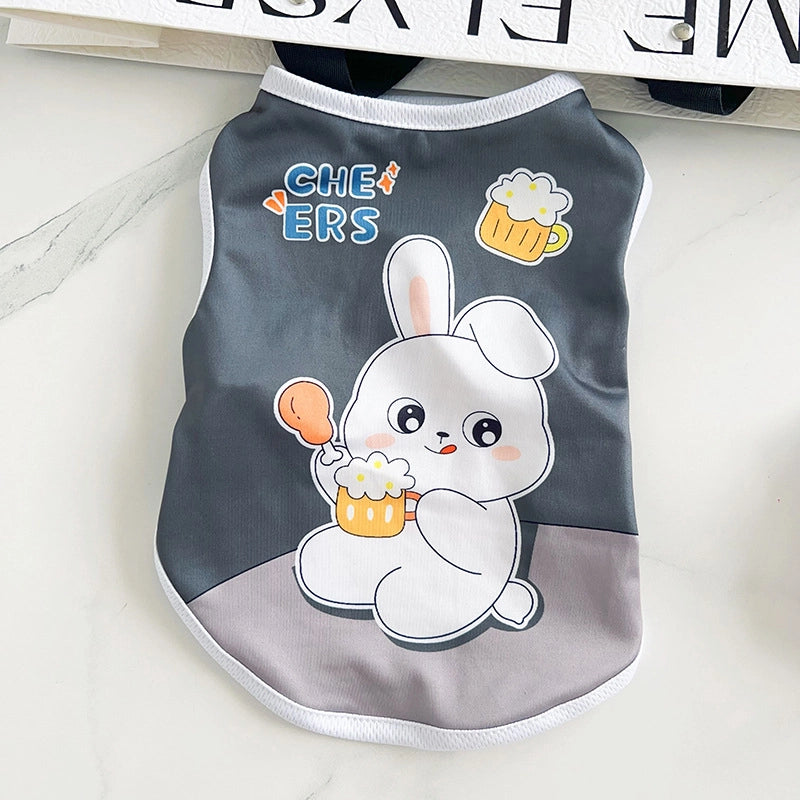 Pet Dog Thin Stretch Vest Summer Cool Sunscreen Puppy Cat Printed Clothes Teddy Fadou Clothing