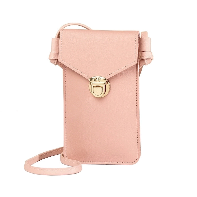 Women's Small Pu Leather Solid Color Elegant Square Lock Clasp Phone Wallets