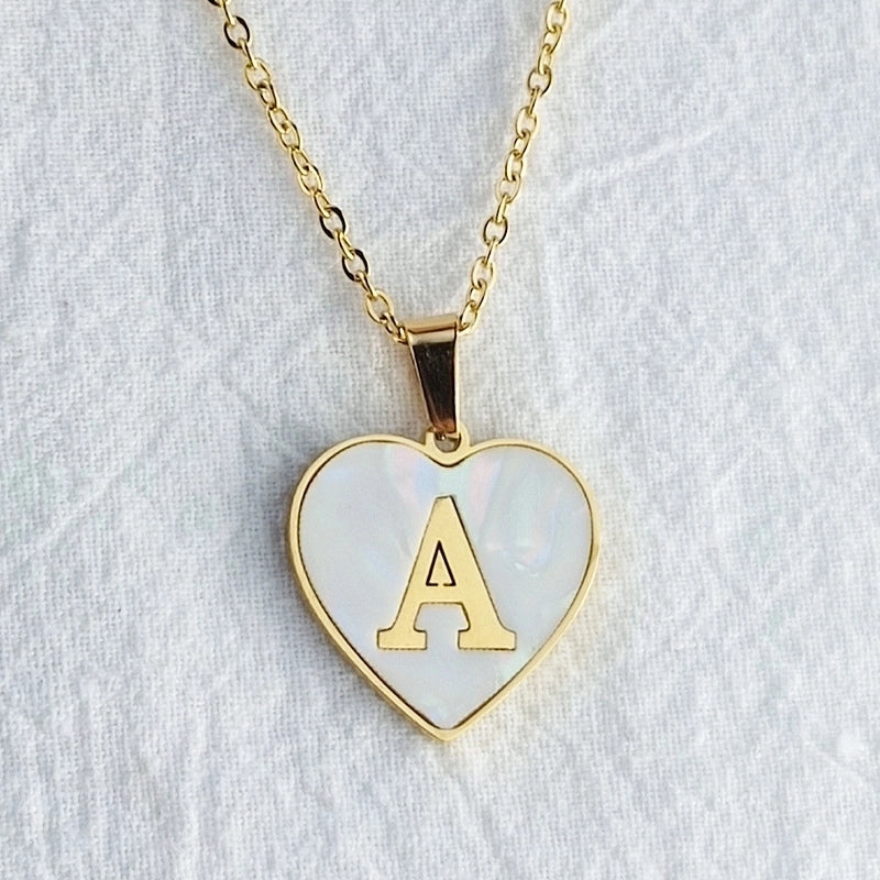 Cute Sweet Letter Titanium Steel Plating Inlay Shell Pendant Necklace