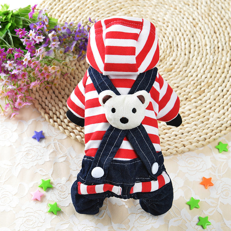 Bear Striped Dog Cat Jumpsuit/Dress