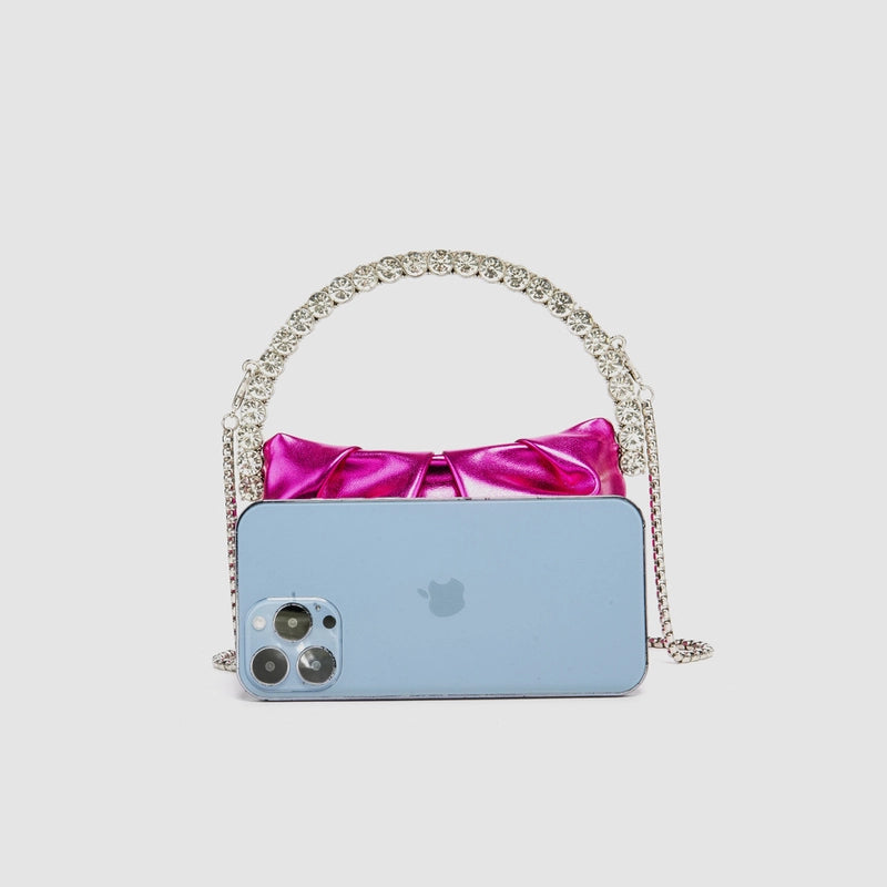 Silver Black Pink Pu Leather Solid Color Semicircle Evening Bags