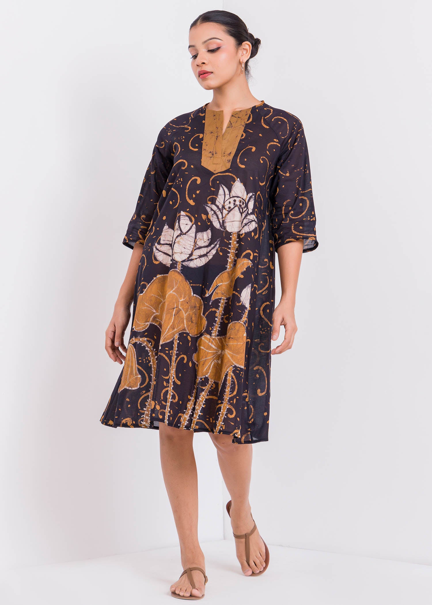 Batik Lotus Hand Printed Dress