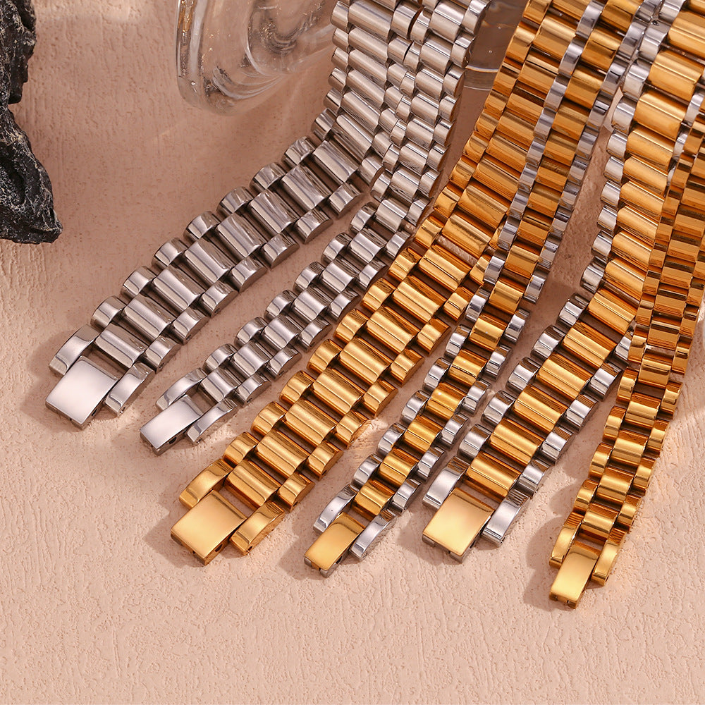 Minimalist Women Circle Geometric Stainless Steel 18K Gold Plated Bracelets