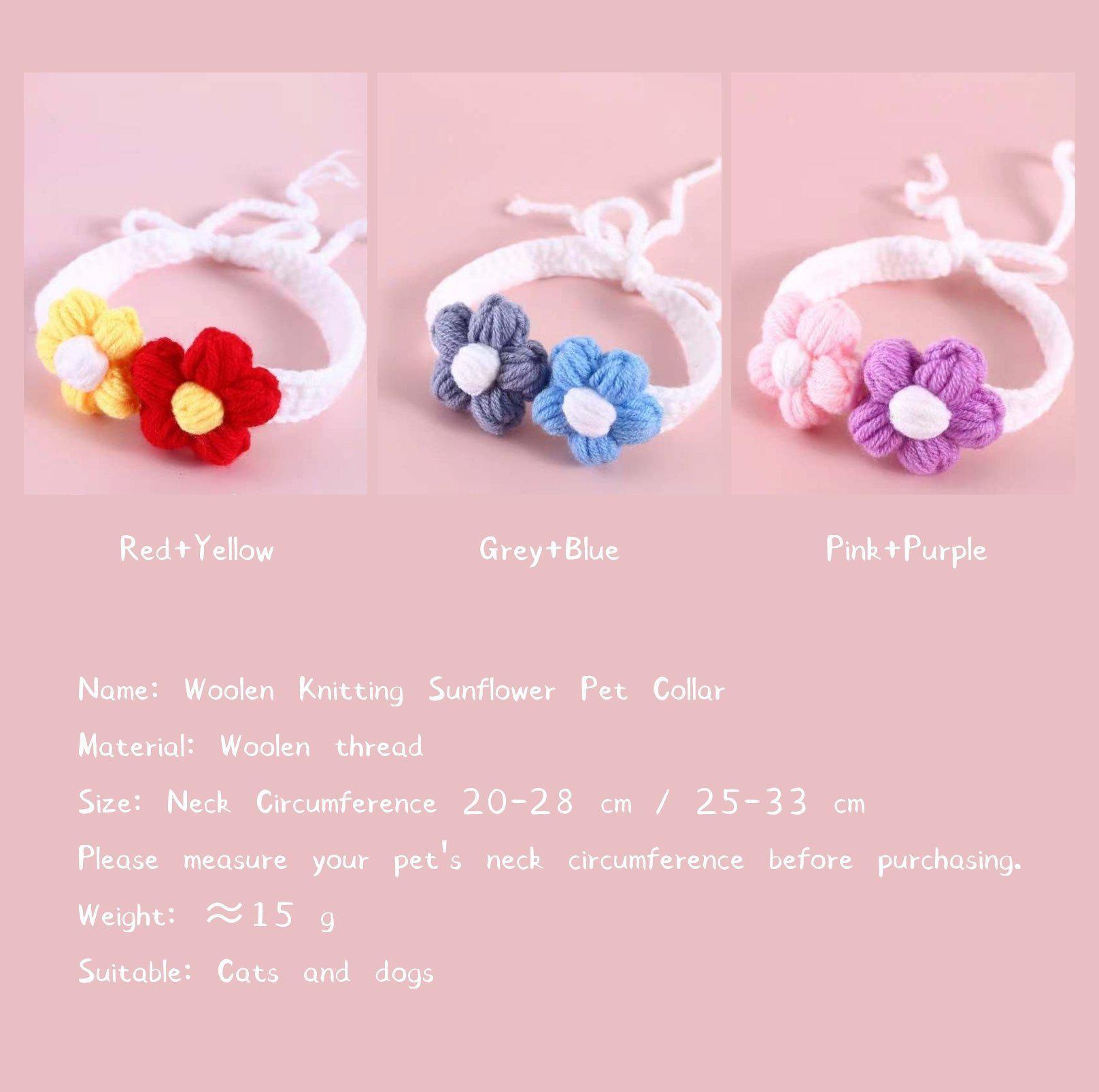 Woolen Knitting Sunflower Pet Collar