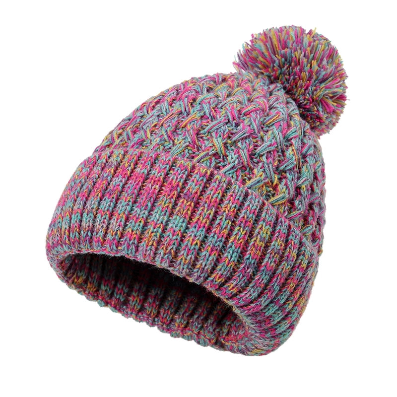 Hot Sale Knitted Hat Autumn And Winter Fur Ball Colorful Wool Hat Adult Warm Pullover Hat